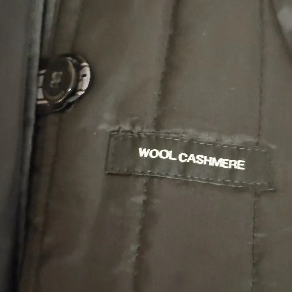 Hugo Boss Wool Cashmere Coat with Inner Bib & Ribbed Collar Size 40R EUC - Picture 10 of 16